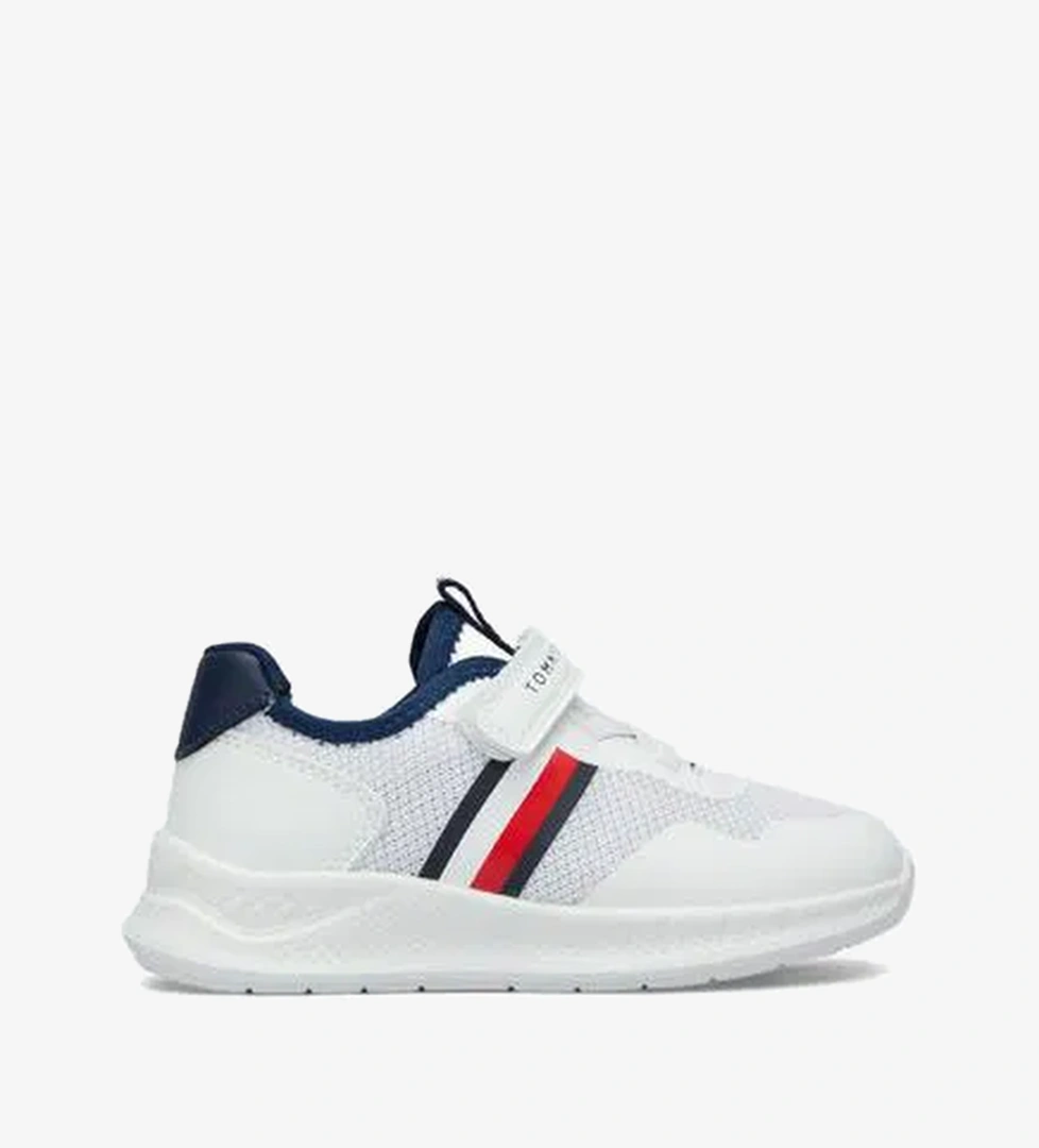 Tommy Hilfiger Stripes Velcro Bebek Beyaz Sneaker - Görsel 1