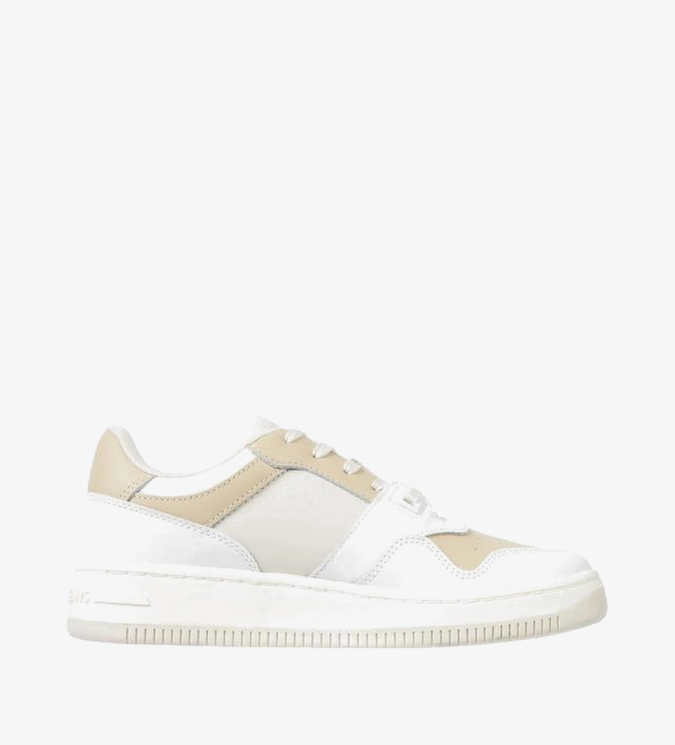 Tommy Jeans Retro Basket Tonal Deri Kadın Bej Spor Ayakkabı