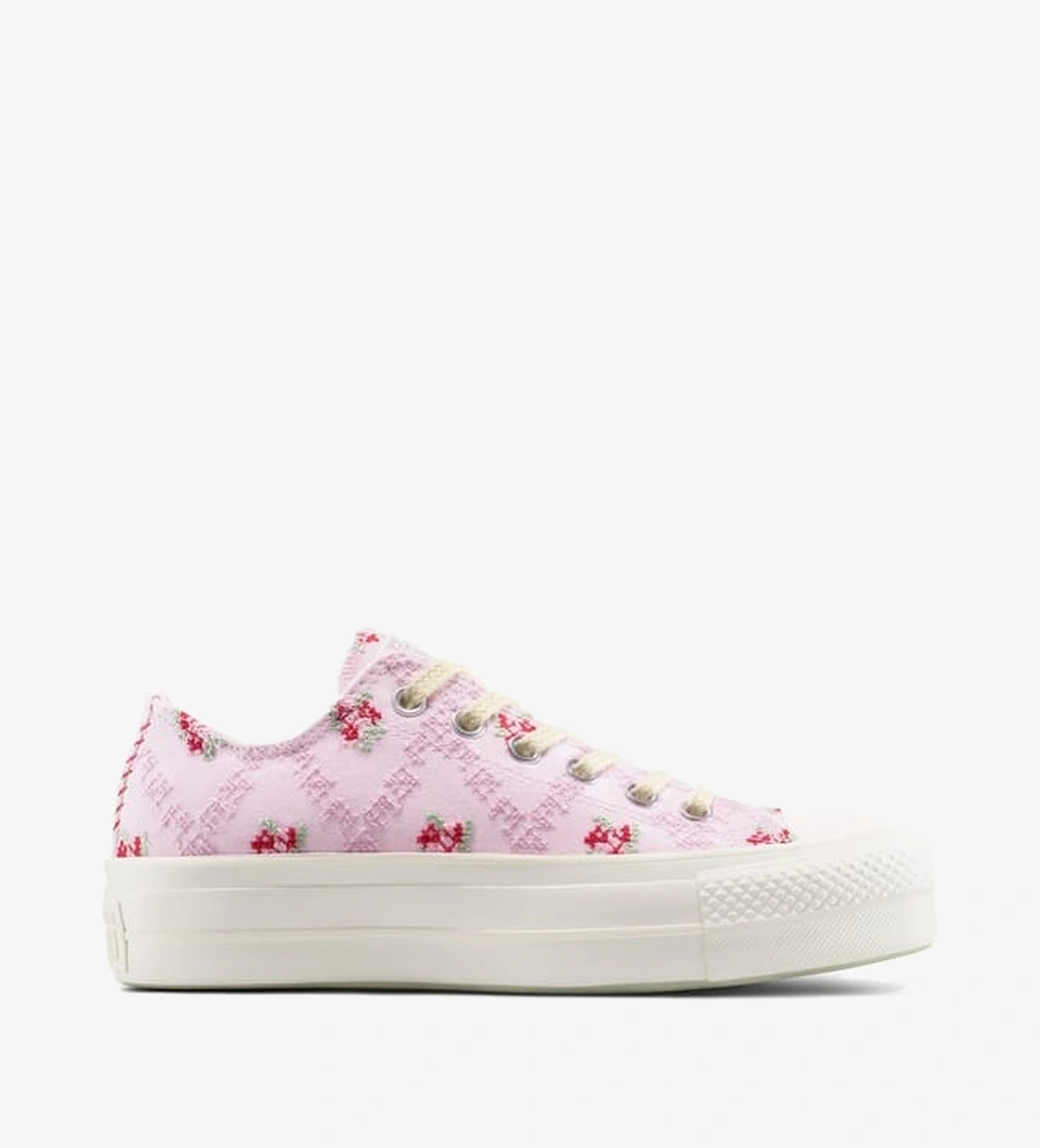 Converse Chuck Taylor All Star Lift Rose Cross Stitch Unisex Pembe Platform Sneaker - Görsel 1