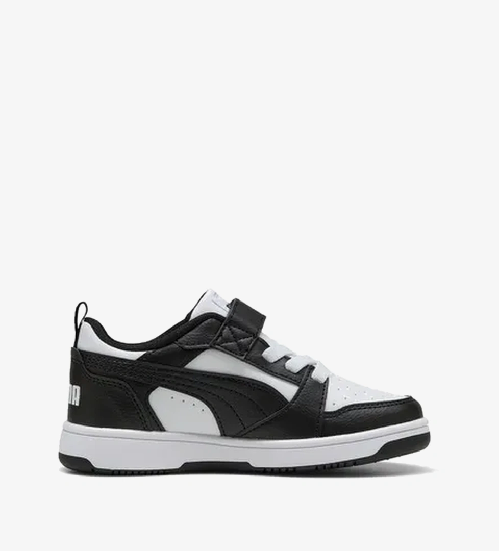 Puma Rebound V6 Low Çocuk Siyah Beyaz Spor Ayakkabı