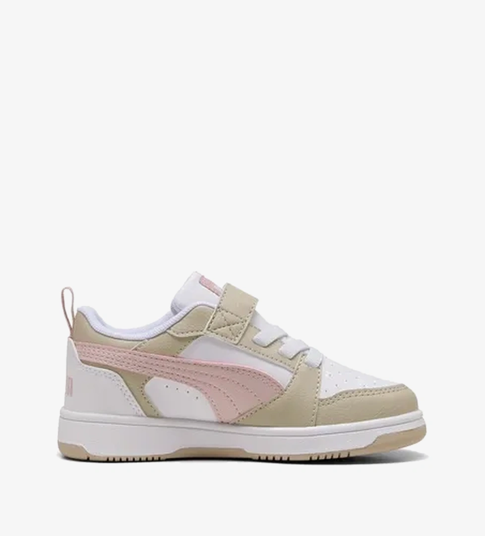 Puma Rebound V6 Low Çocuk Krem/Pembe Spor Ayakkabı