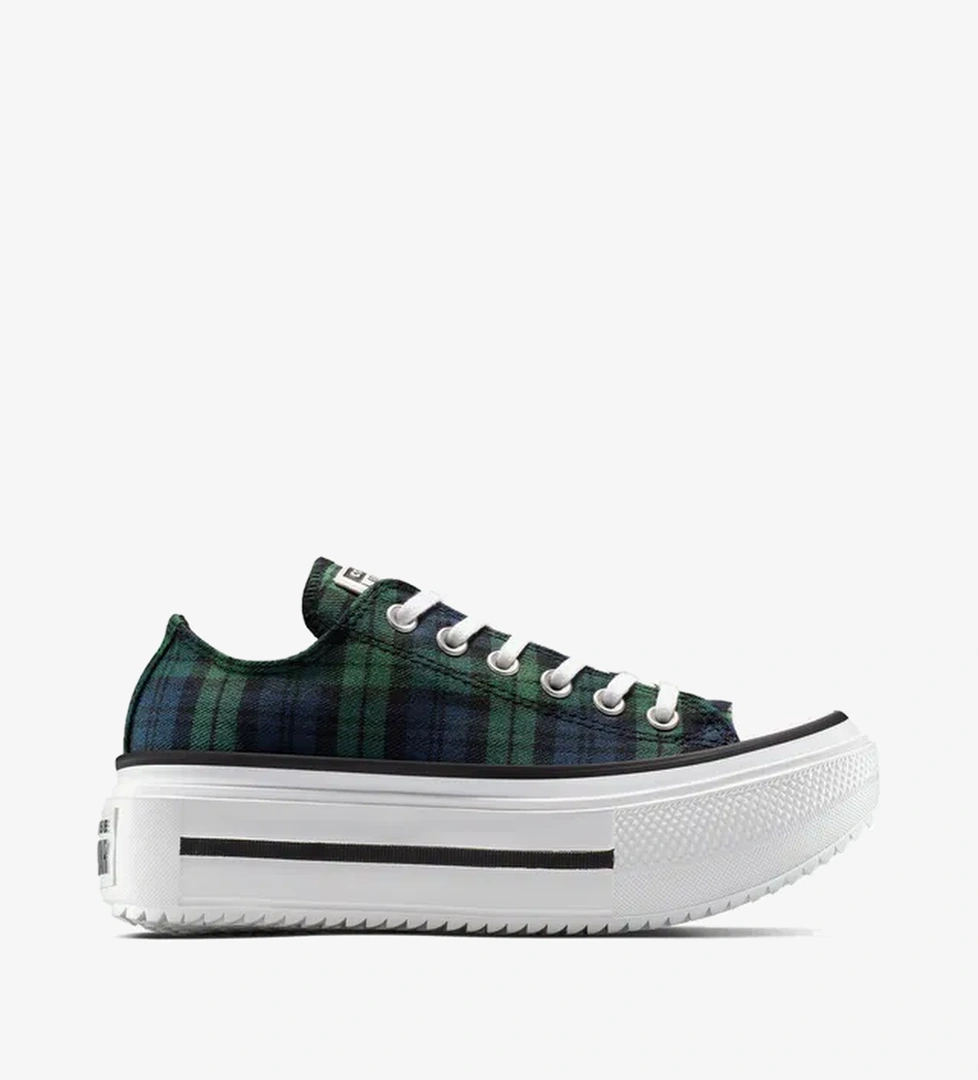 Converse Chuck Taylor All Star Lift Double Stack Plaid Kadın Yeşil Sneaker