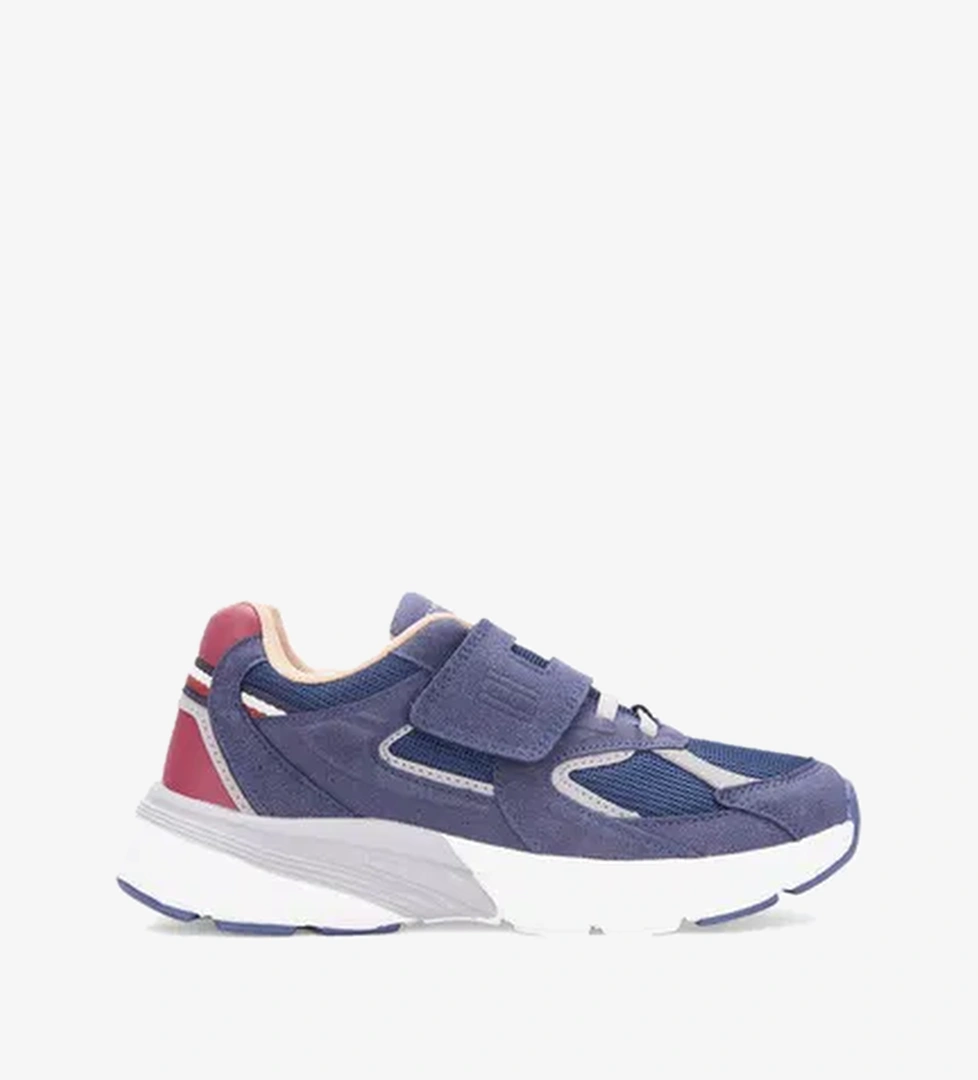 Tommy Hilfiger Flag Low Cut Lace Up Velcro Çocuk Mavi Sneaker - Görsel 1