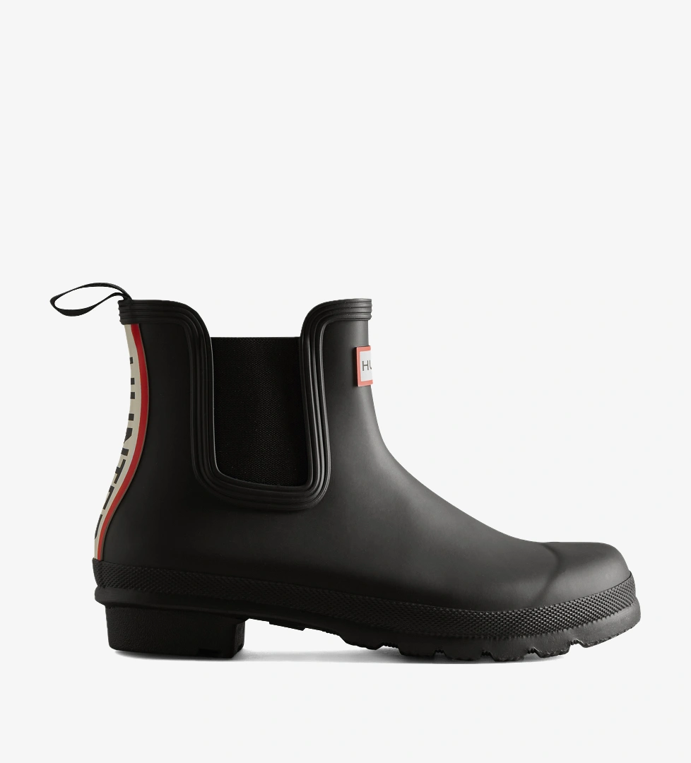 Hunter Originals Chelsea Tri Colour Logo Kadın Siyah Bot