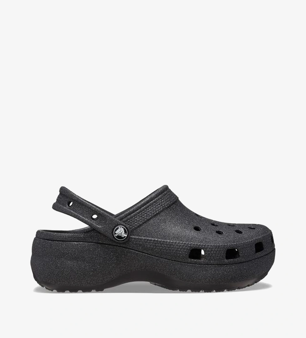 Crocs Classic Platform Glitter Clog Kadın Siyah Sandalet