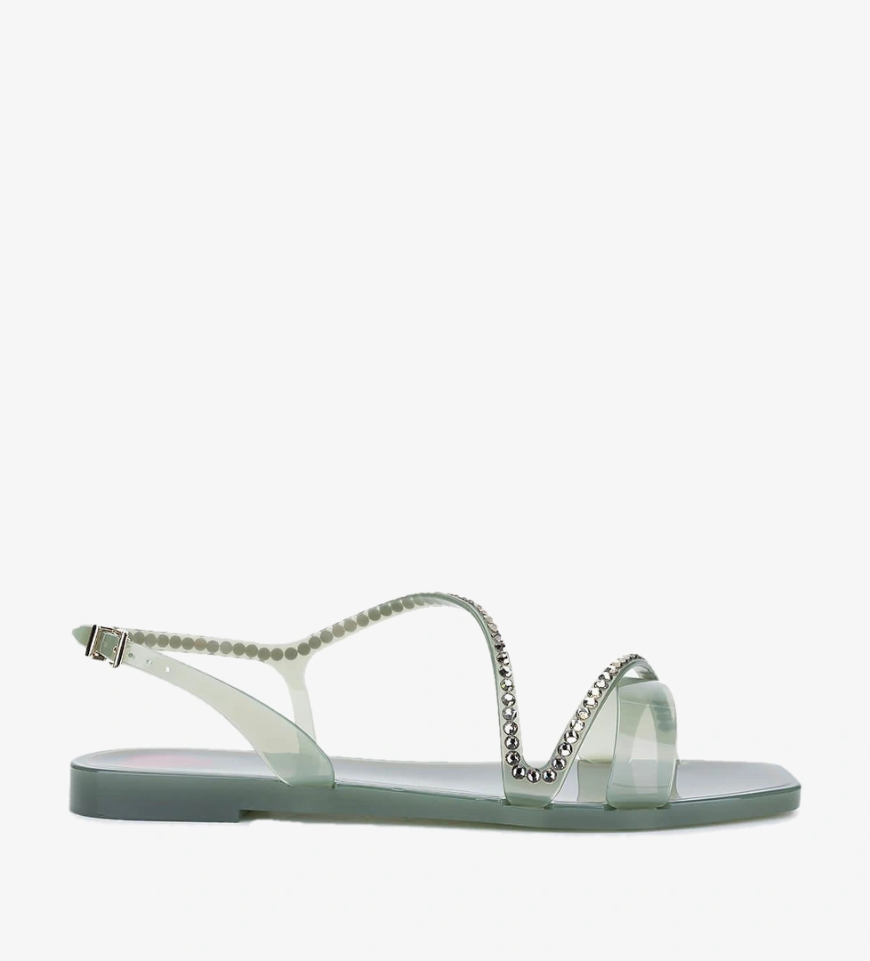 Menghi Kadın Pvc Yeşil Düz Sandalet