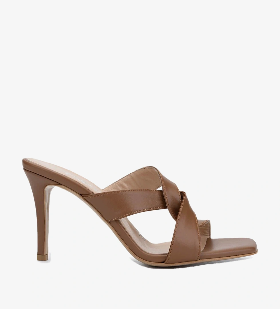 Tamer Tanca Pudra Tamer Tanca Hakiki Kadın Deri Topuklu Terlik