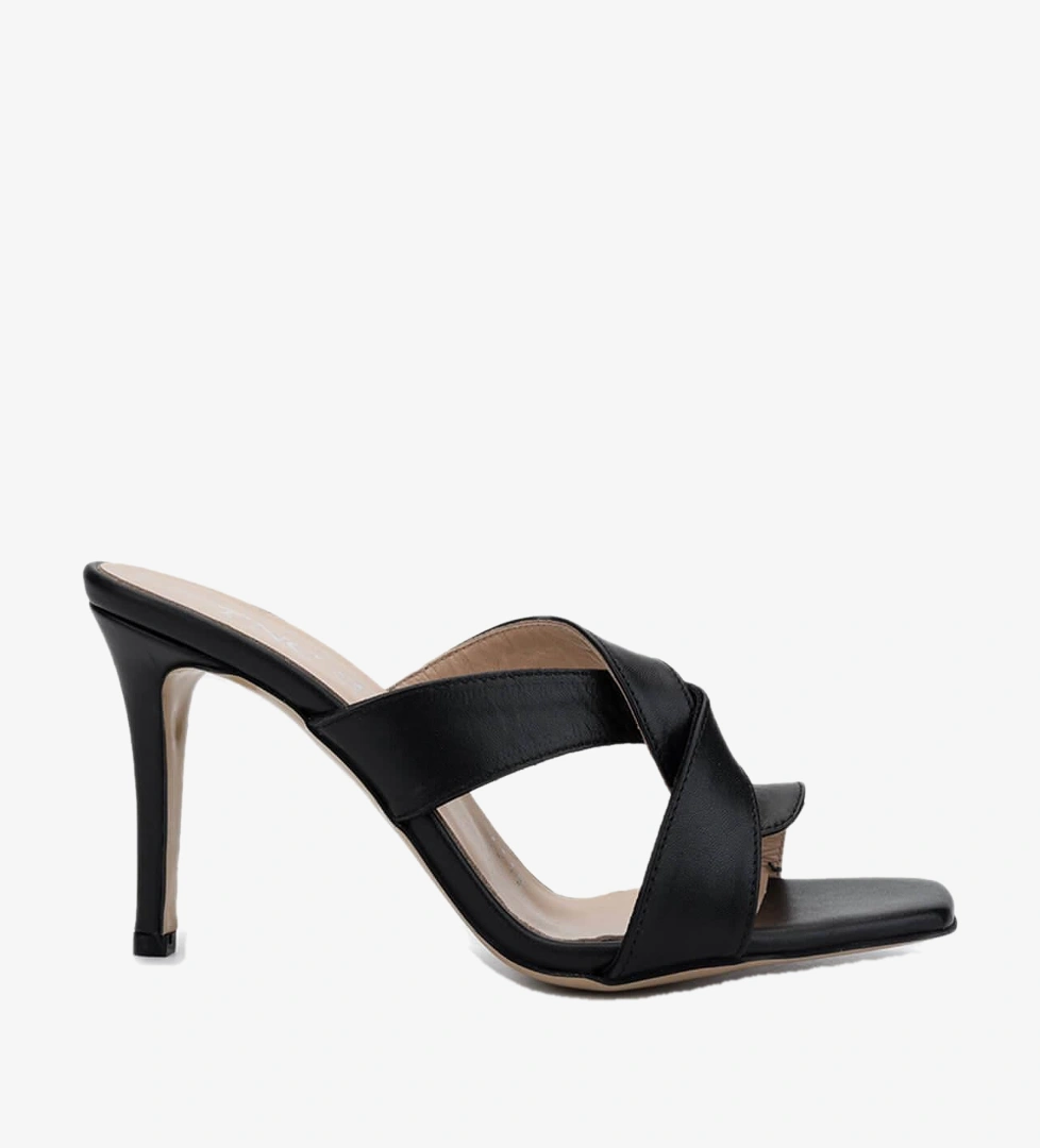 Tamer Tanca Pudra Tamer Tanca Hakiki Kadın Deri Topuklu Terlik