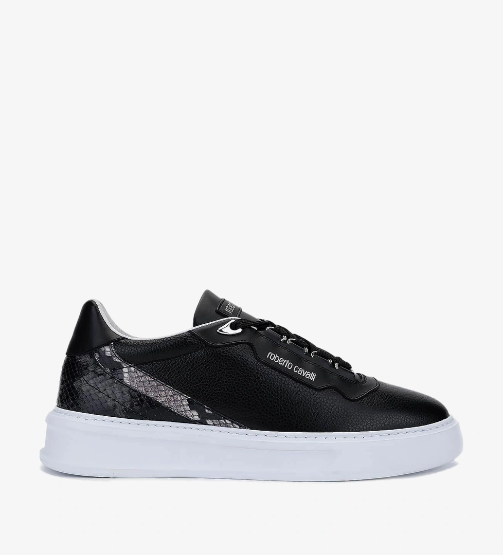 Roberto Cavalli Erkek Hakiki Deri Siyah Sneakers & Spor Ayakkabı