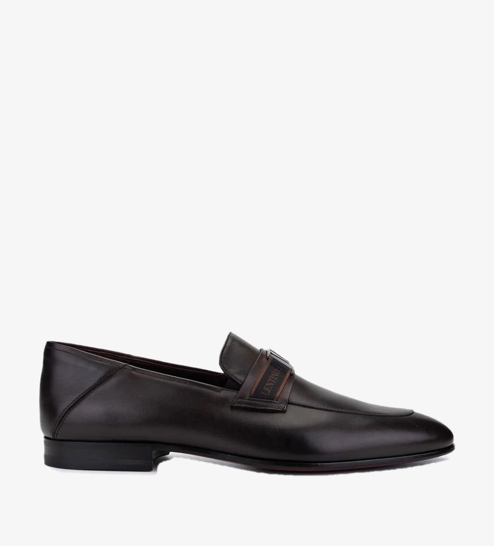 VALENTINO Erkek Hakiki Deri Kahverengi Loafer Ayakkabı