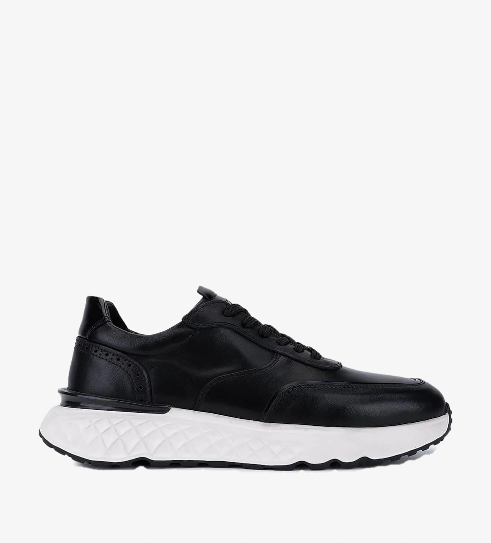 Tamer Tanca Erkek Hakiki Deri Siyah Sneakers & Spor Ayakkabı
