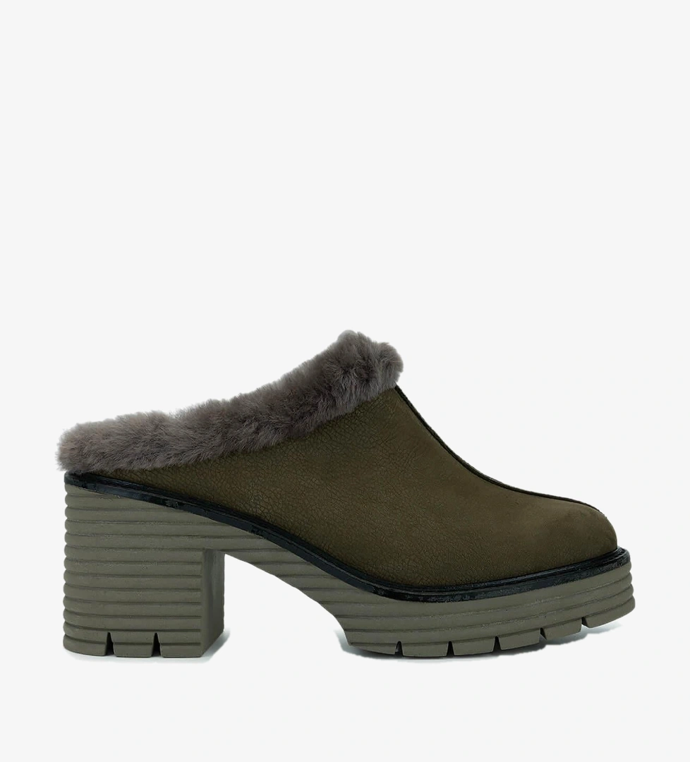 Tamer Tanca Siyah Nubuk Tamer Tanca Hakiki Deri Kadın Topuklu Terlik