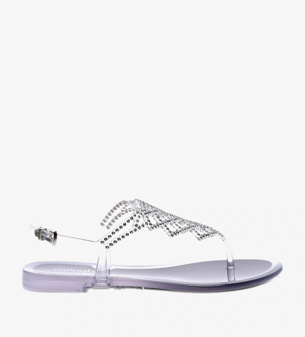 Menghi Kadın Swarovski Taş Siyah Sandalet