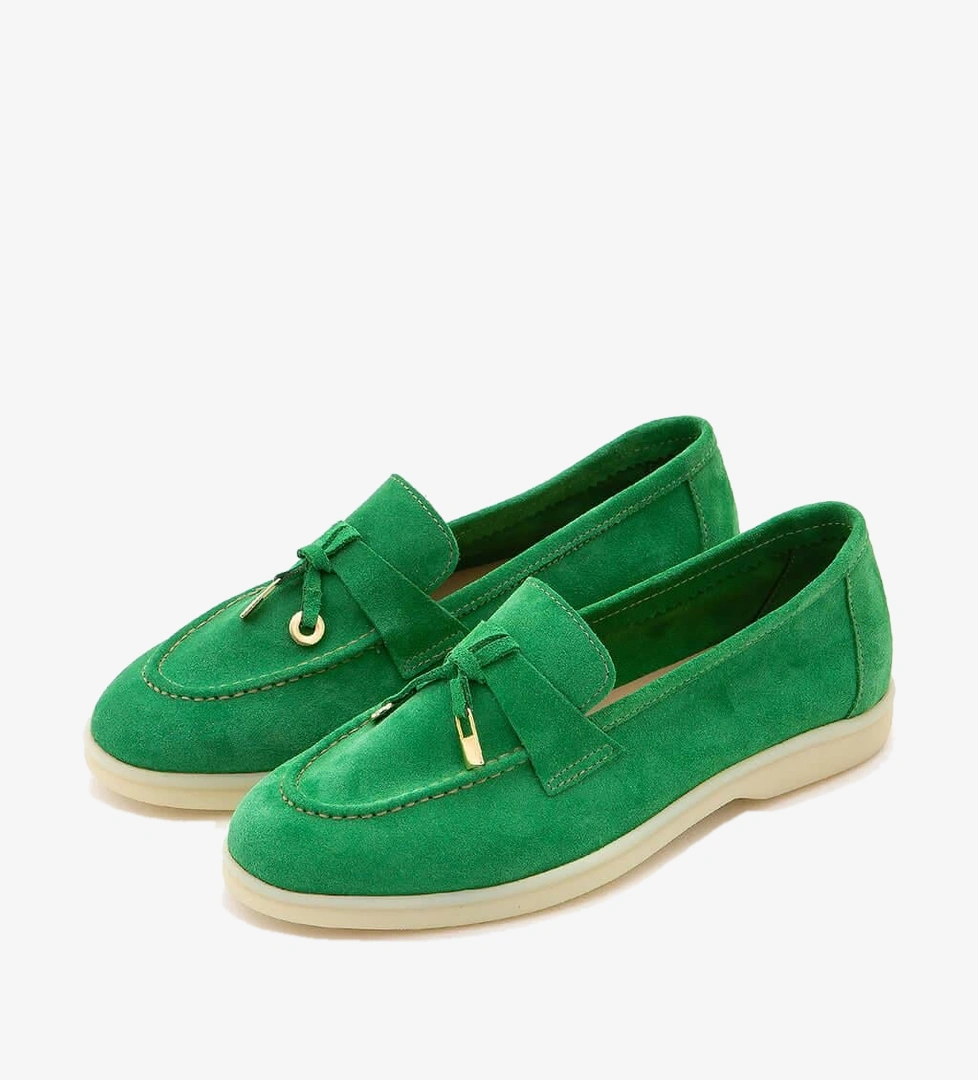 Tamer Tanca Mavi Deri Tamer Tanca Hakiki Kadın Loafer Ayakkabı