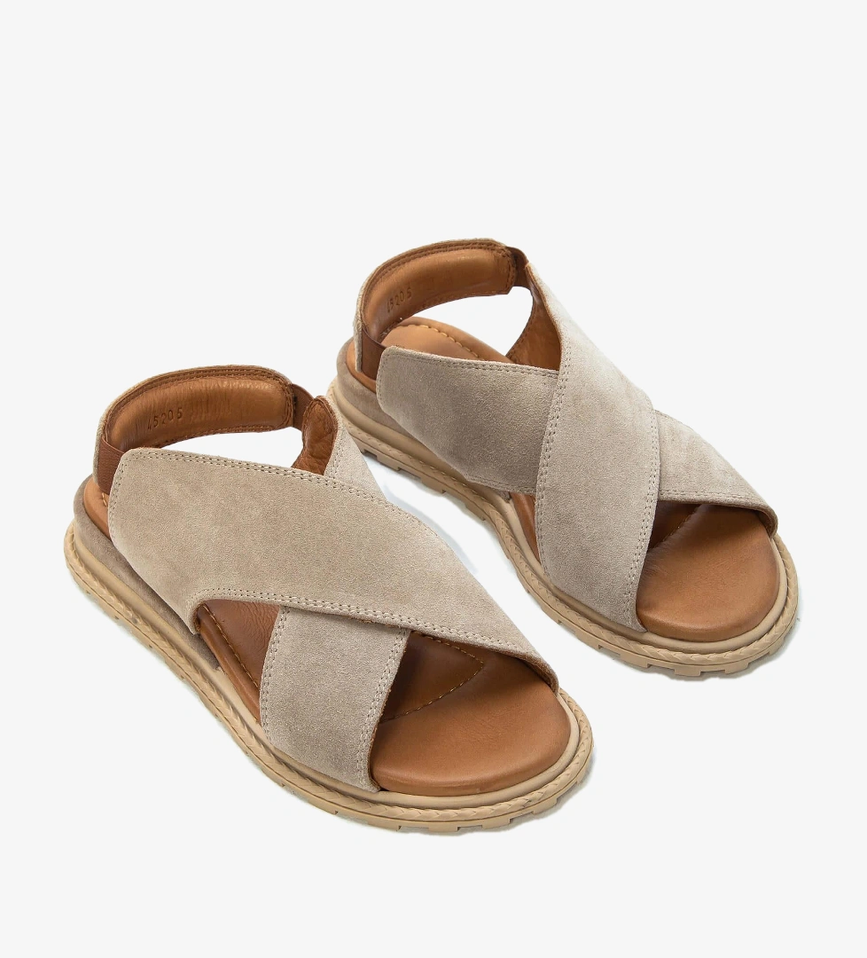 Tamer Tanca Bej Tamer Tanca Vegan Kadın Düz Sandalet