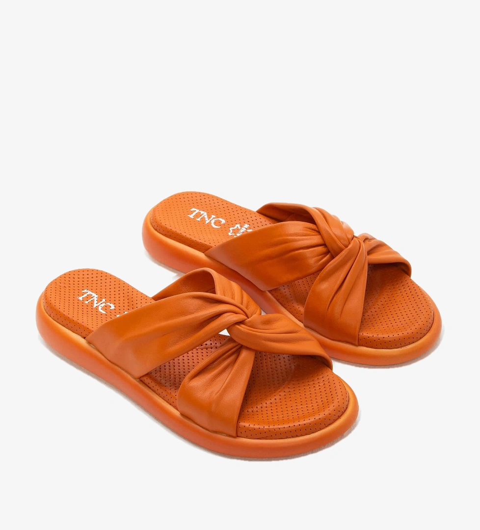 Tamer Tanca Yeşil Tamer Tanca Hakiki Kadın Deri Düz Terlik