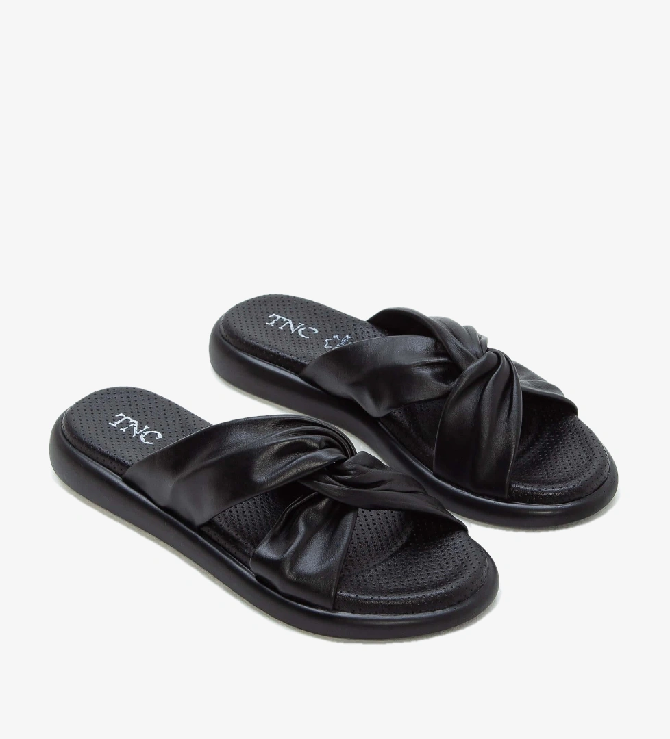 Tamer Tanca Yeşil Tamer Tanca Hakiki Kadın Deri Düz Terlik