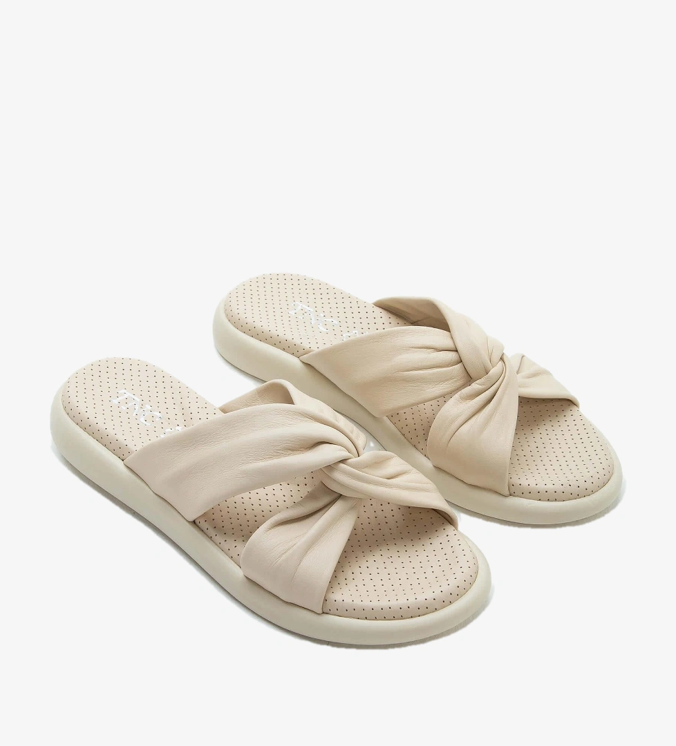 Tamer Tanca Yeşil Tamer Tanca Hakiki Kadın Deri Düz Terlik