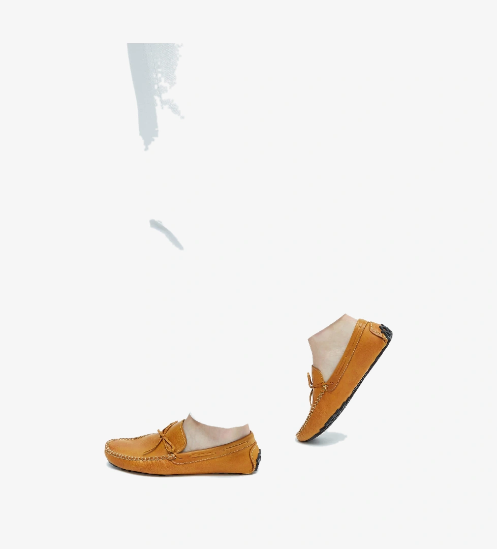 Tamer Tanca Erkek Hakiki Deri Sarı Loafer Ayakkabı