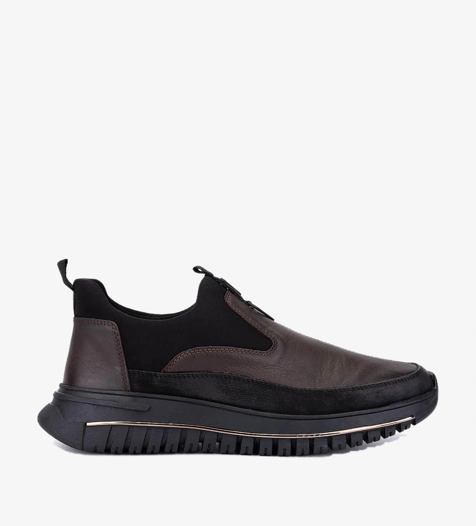 Tamer Tanca Erkek Hakiki Deri Siyah/Kahve Sneakers & Spor Ayakkabı