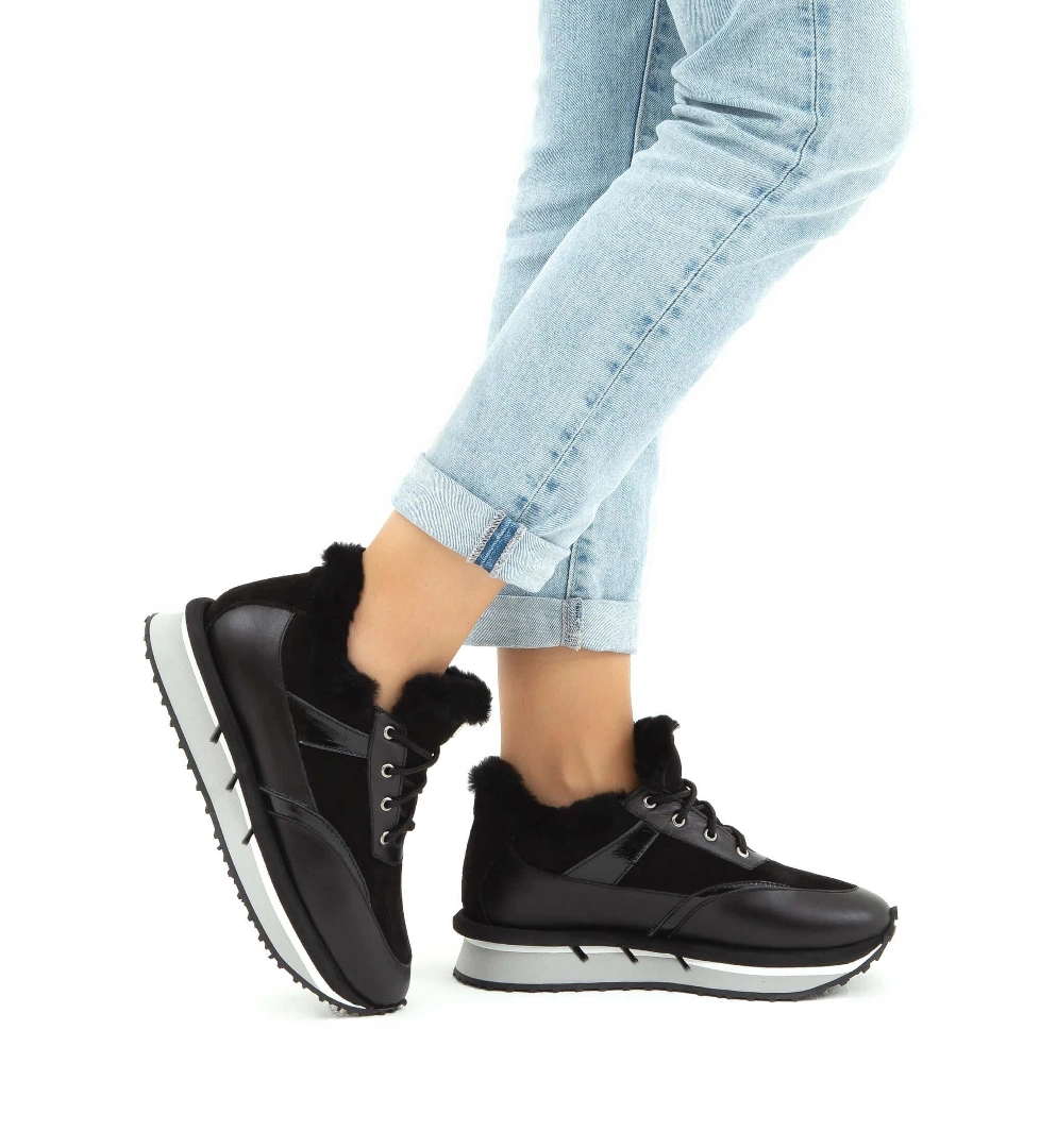 Tamer Tanca Kadın Hakiki Deri Siyah Sneakers & Spor Ayakkabı