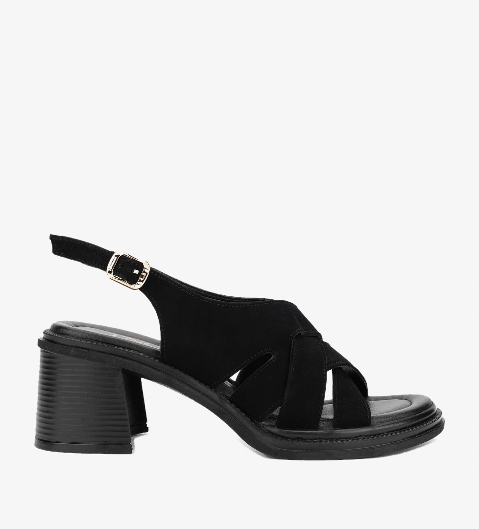 Tamer Tanca Lacivert Süet Tamer Tanca Hakiki Deri Kadın Topuklu Sandalet