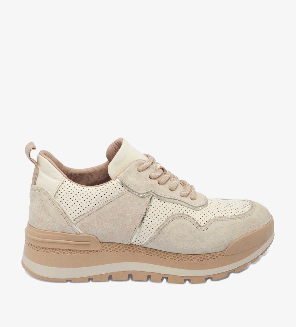 Bej Hakiki Deri Kadın Sneaker - K24I1AY67120-D6P