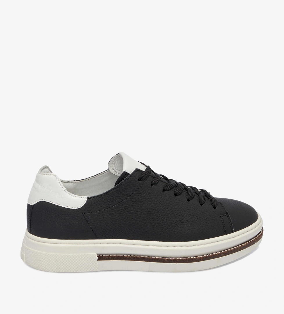 Siyah Hakiki Deri Erkek Sneaker - E24I1AY56707-A41
