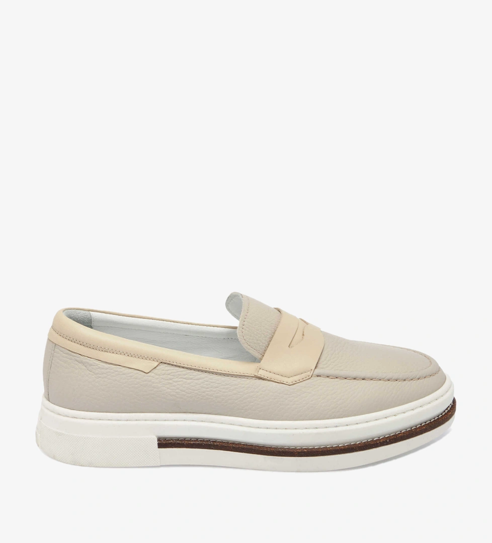 Bej Hakiki Deri Erkek Loafer - E24I1AY56706-B19