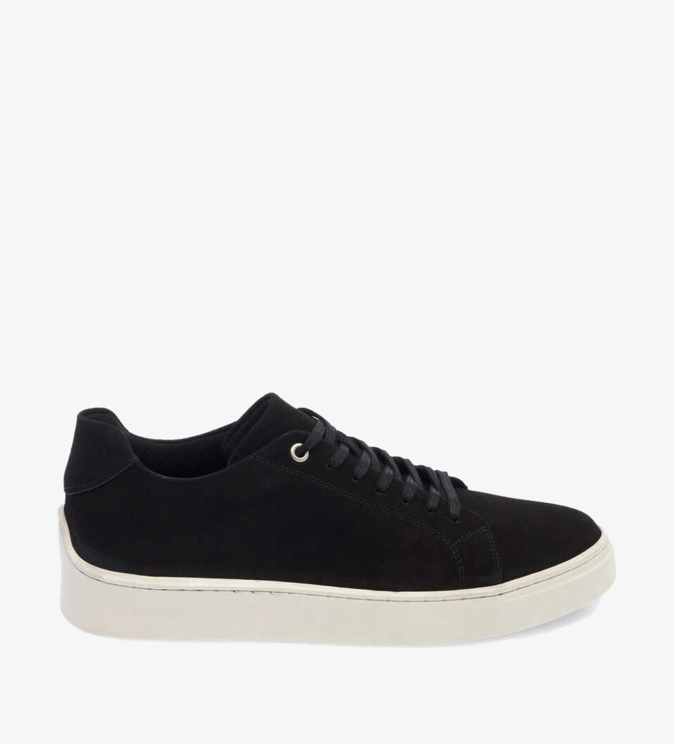 Siyah Hakiki Nubuk Deri Erkek Sneaker - E24I1AY56745-A64