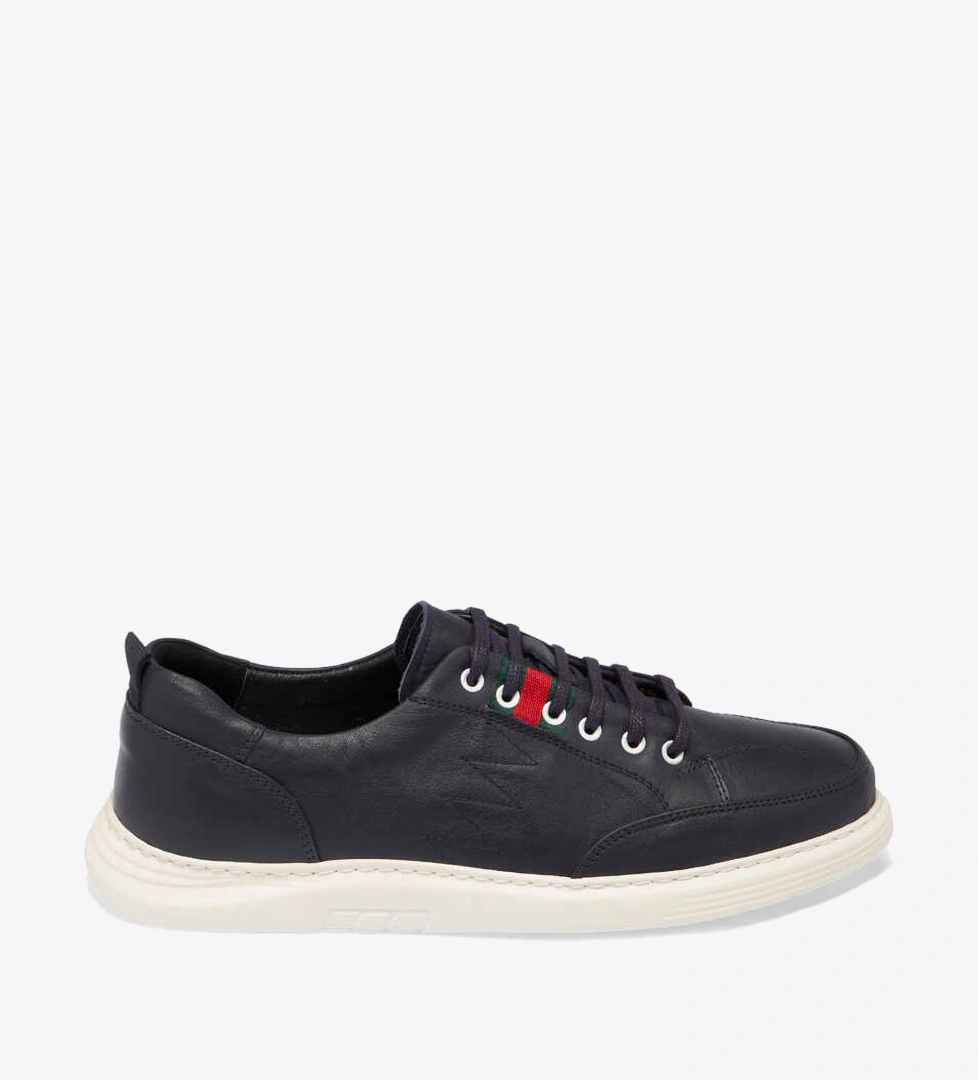 Lacivert Hakiki Deri Erkek Sneaker - E24I1AY56813-A31