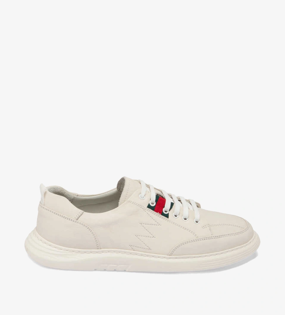 Beyaz Hakiki Deri Erkek Sneaker - E24I1AY56813-A26