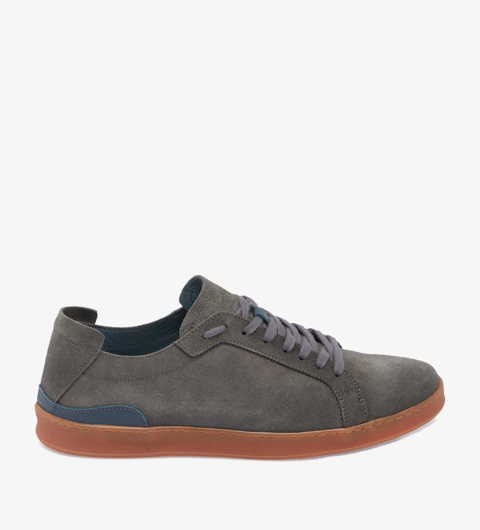 Gri Hakiki Süet Deri Erkek Sneaker - E24I1AY56834-H42