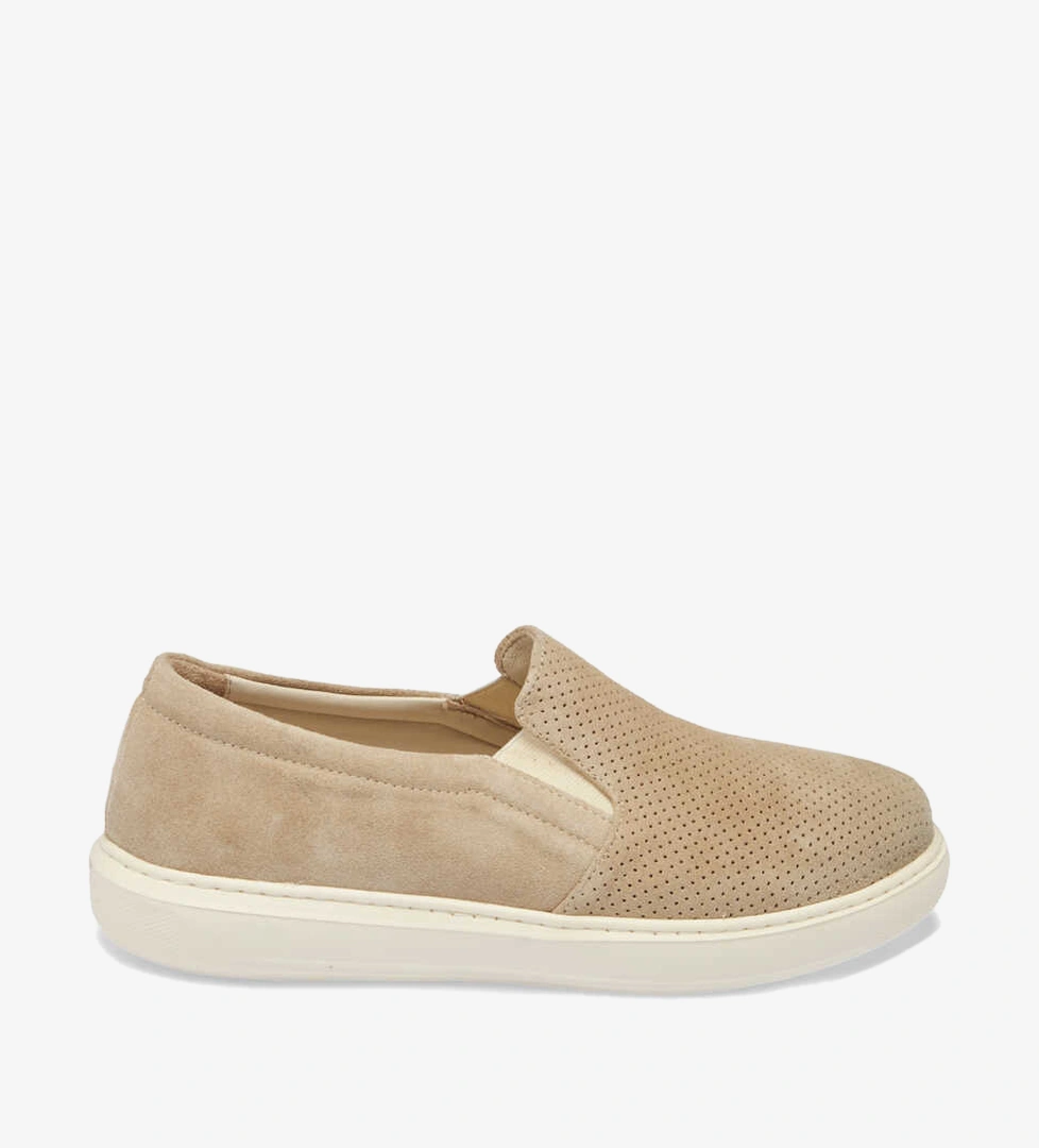 Bej Hakiki Süet Deri Kadın Loafer - K24I1AY67368-B79