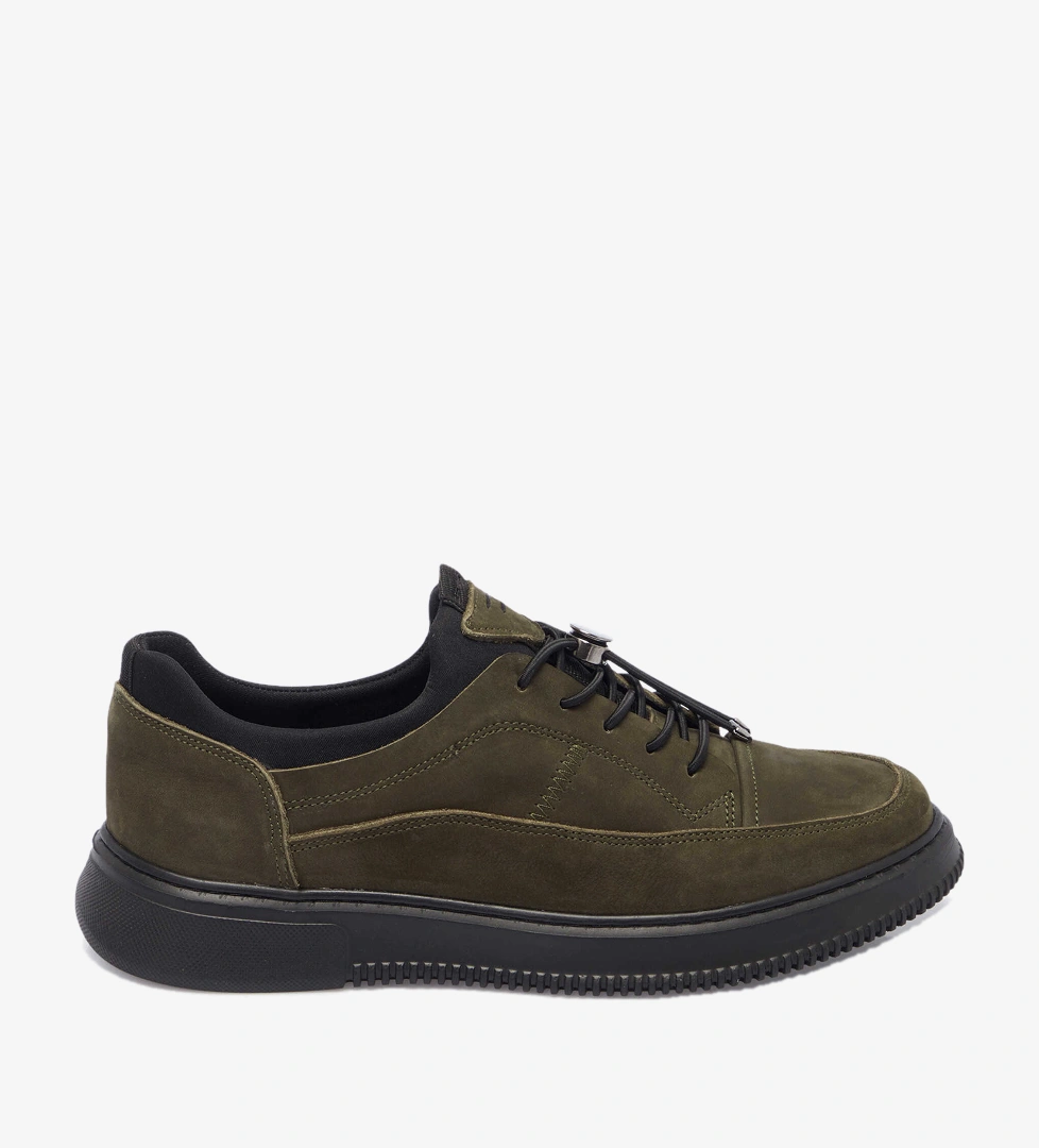 Haki Hakiki Nubuk Deri Erkek Sneaker - E25I1AY57281-G98