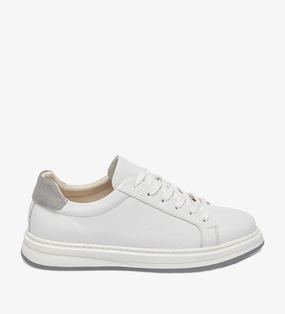 Beyaz Hakiki Deri Erkek Sneaker - E25I1AY57285-A26