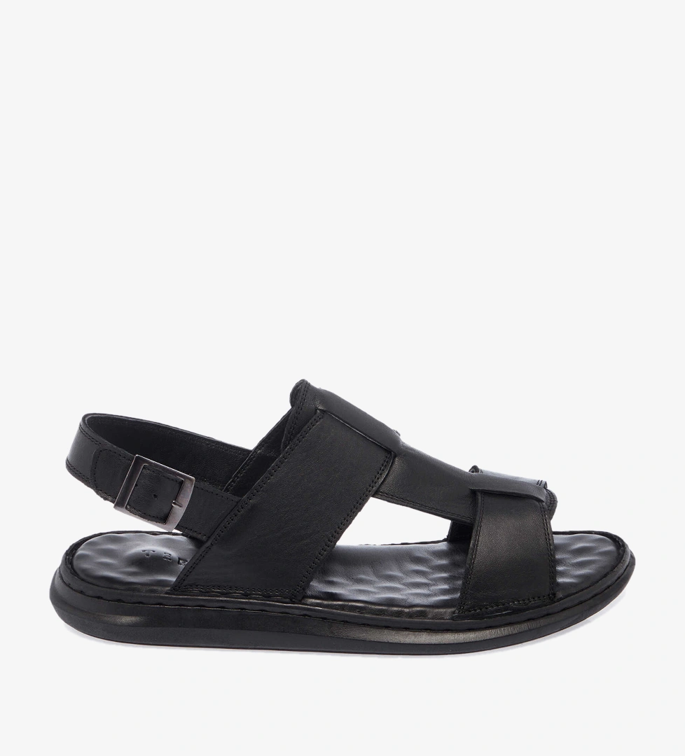 Siyah Hakiki Deri Erkek Sandalet - E25Y1SN57154-A23