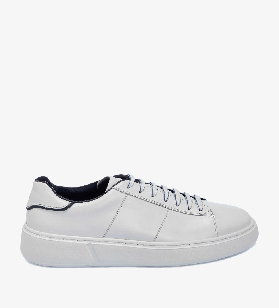 Beyaz Hakiki Deri Erkek Sneaker - E25I1AY57309-A26