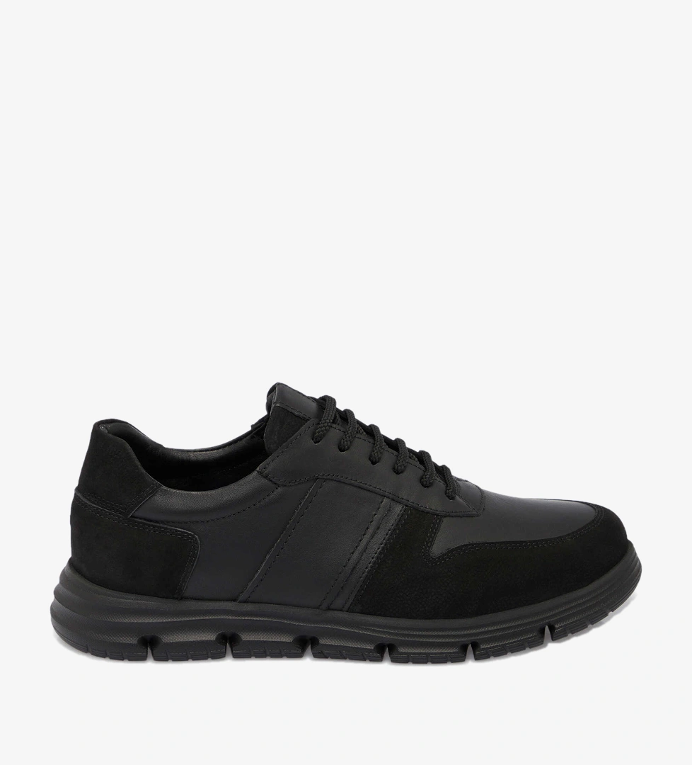 Siyah Hakiki Deri Erkek Sneaker - E25S1AY57511-A23