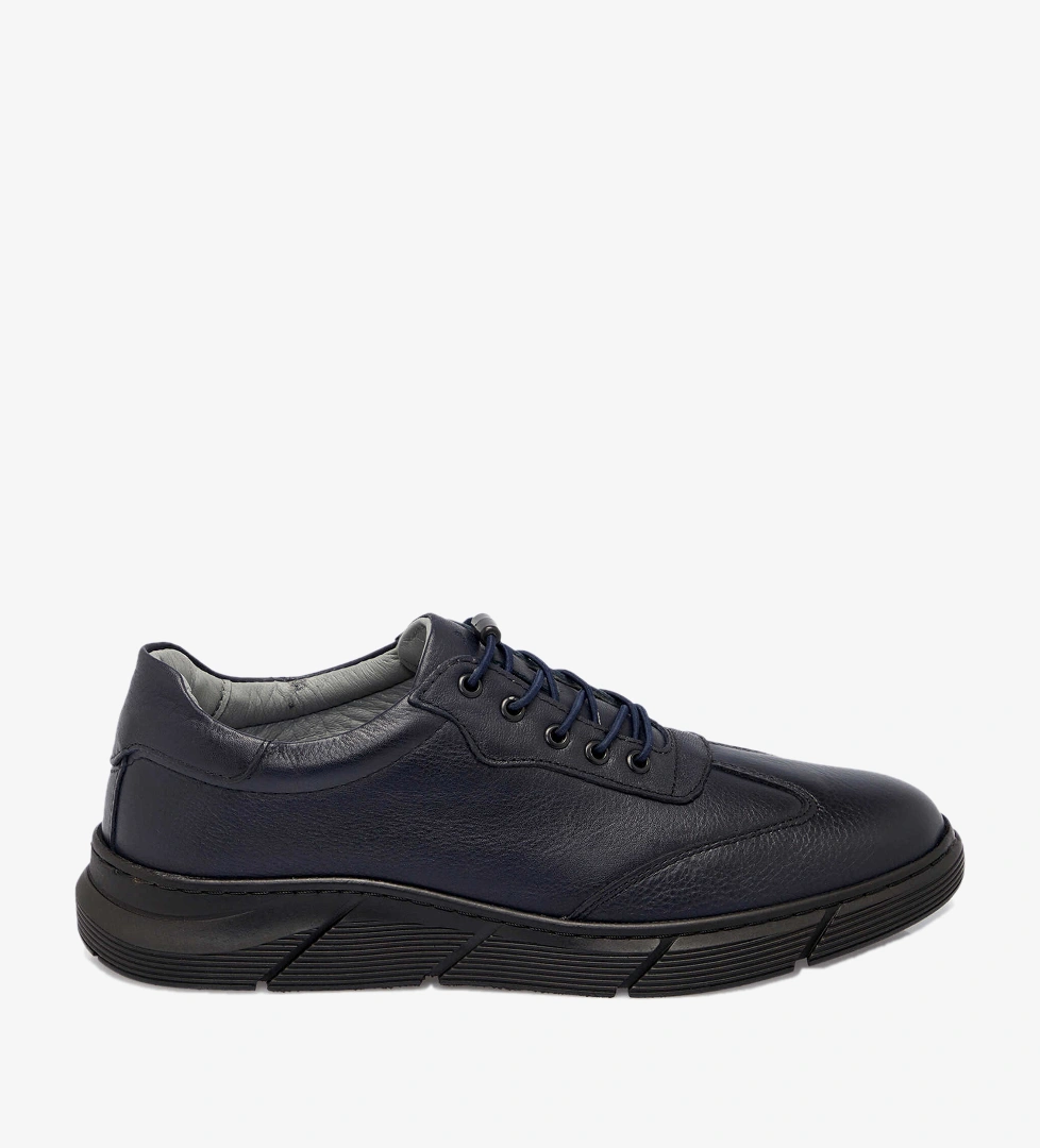Lacivert Hakiki Deri Erkek Sneaker - E25S1AY57450-A31