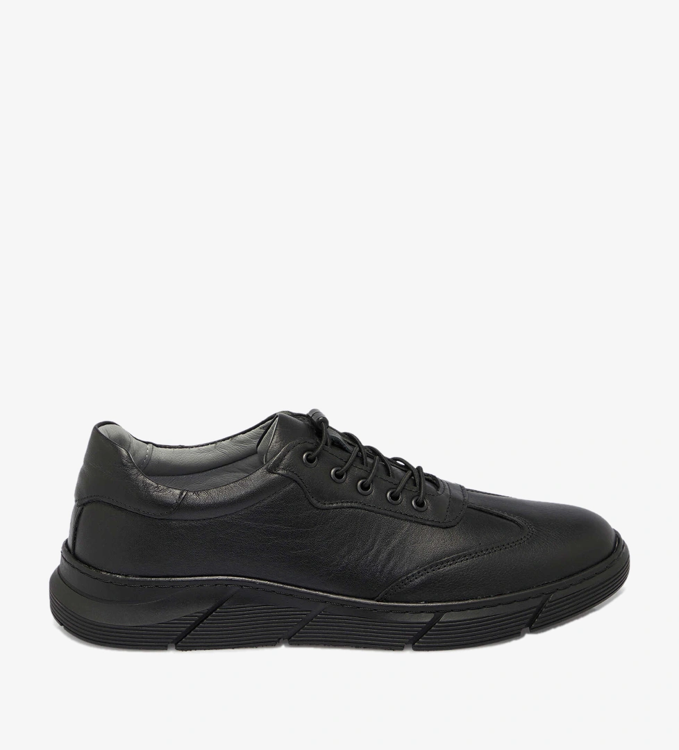 Siyah Hakiki Deri Erkek Sneaker - E25S1AY57450-A23