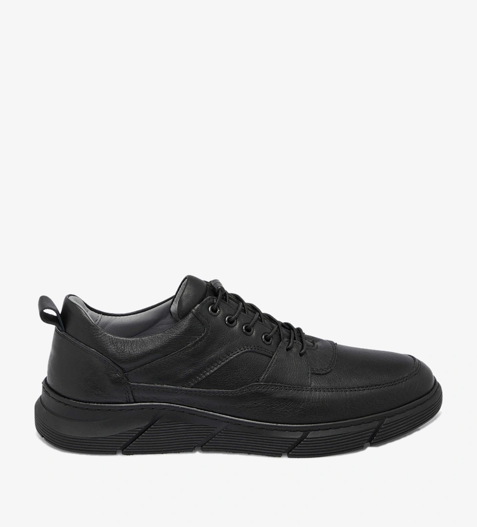 Siyah Hakiki Deri Erkek Sneaker - E25S1AY57451-A23