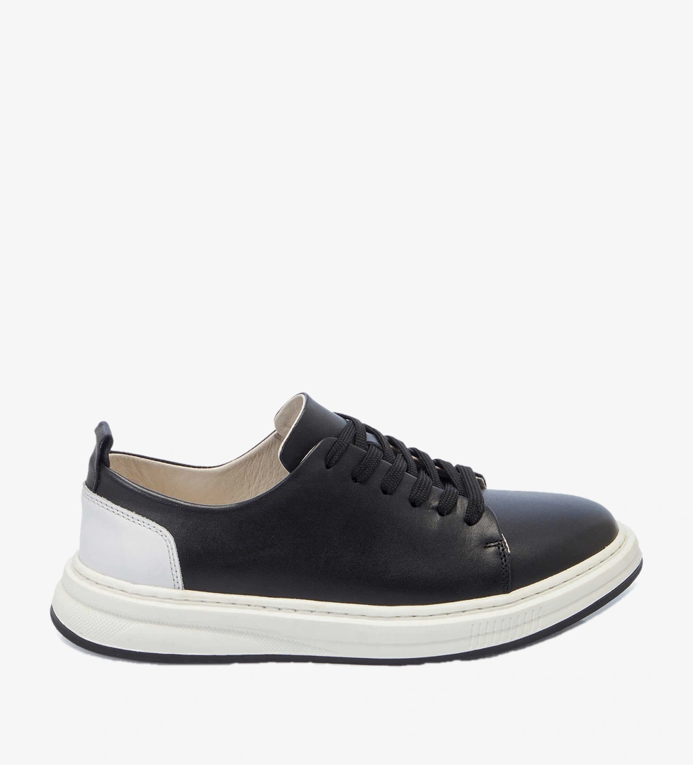 Siyah Hakiki Deri Erkek Sneaker - E25S1AY57544-A23