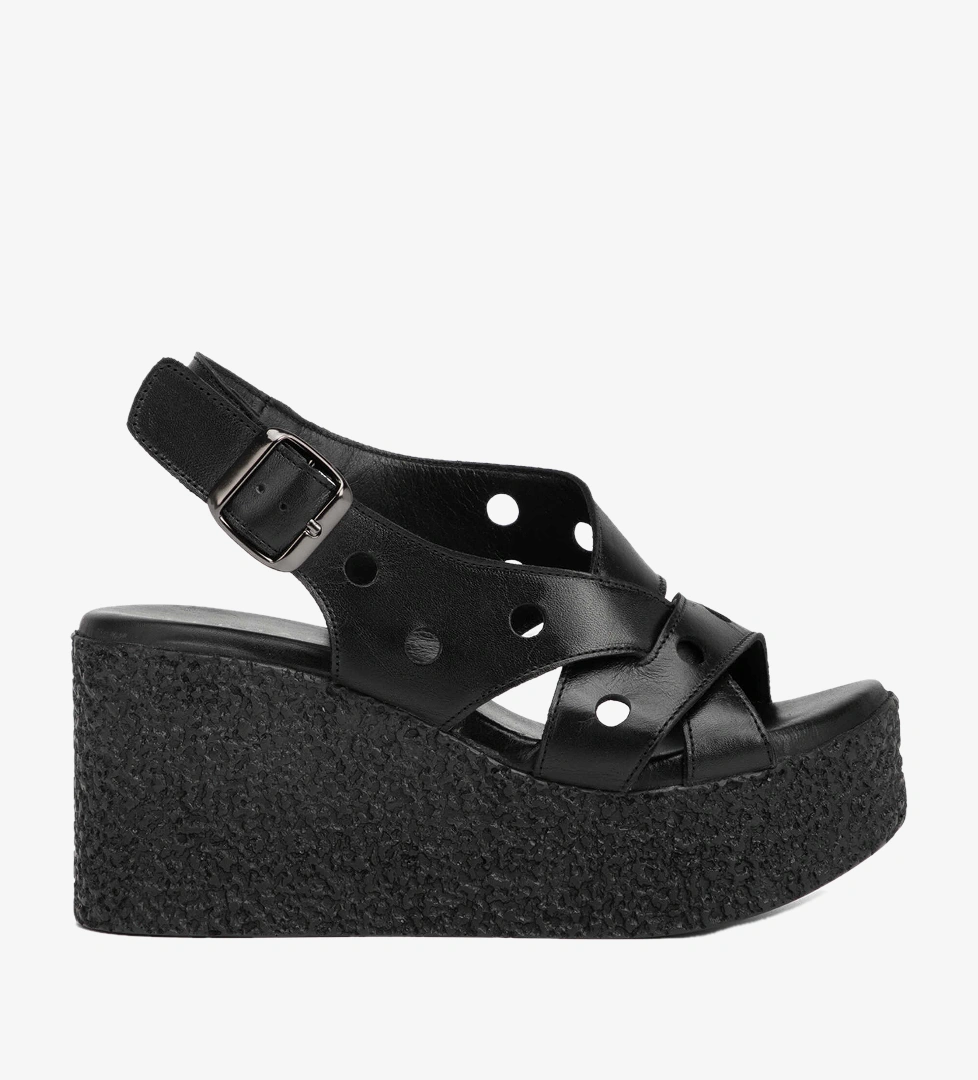 Siyah Hakiki Deri Kadın Sandalet - K26Y1SN68597-A23