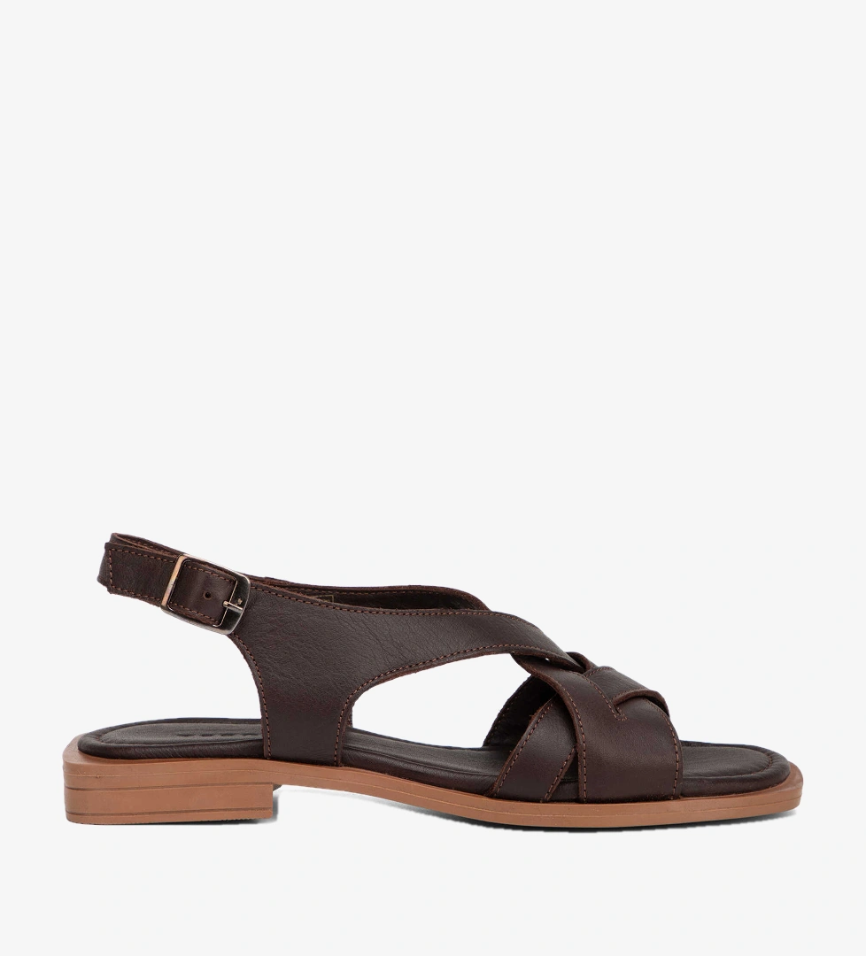 Kahverengi Hakiki Deri Kadın Sandalet - K26Y1SN68660-A24