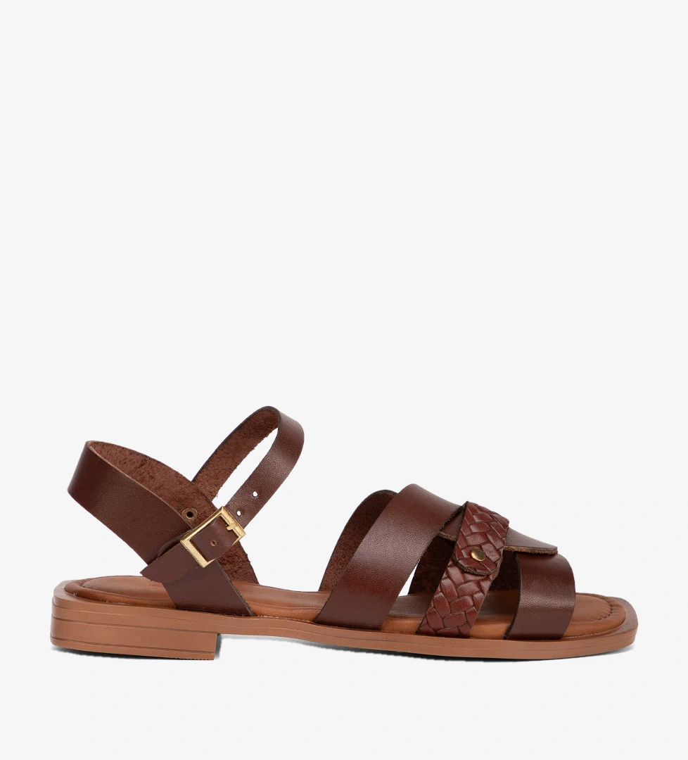 Kahverengi Hakiki Deri Kadın Sandalet - K26Y1SN68661-A24