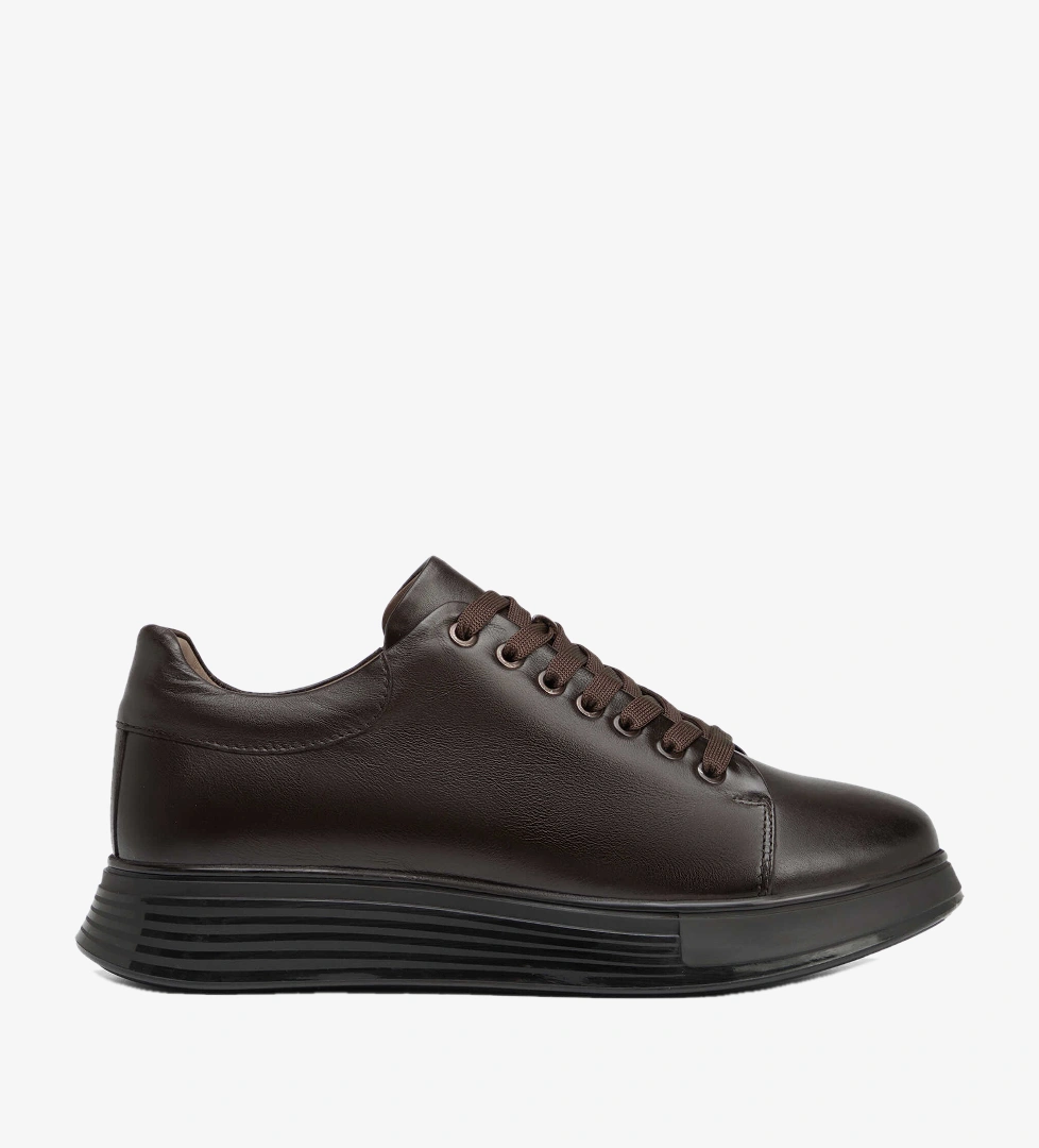 Kahverengi Hakiki Deri Erkek Sneaker - E26S1AY57813-A24