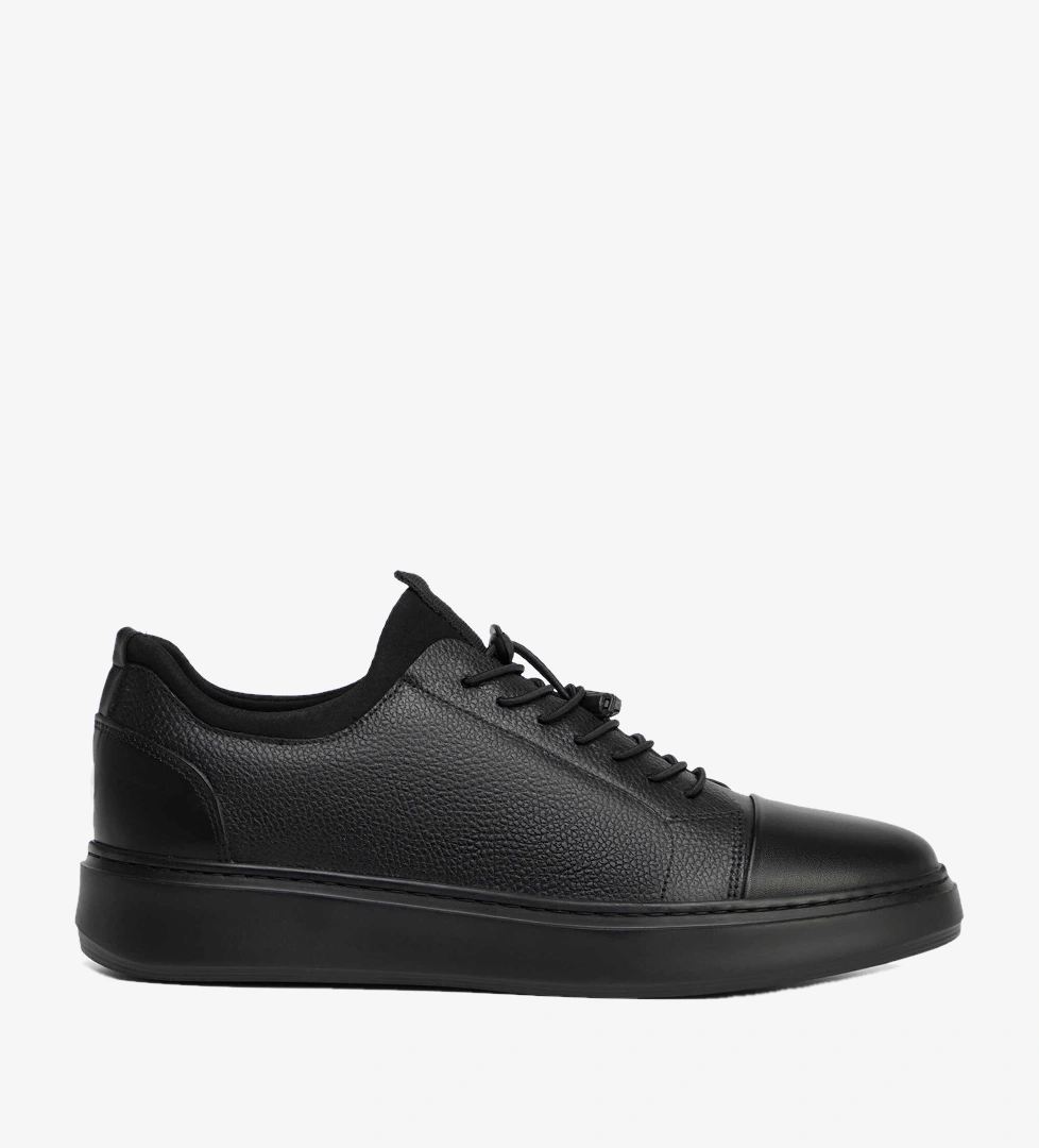 Siyah Hakiki Deri Erkek Sneaker - E26S1AY57877-A23