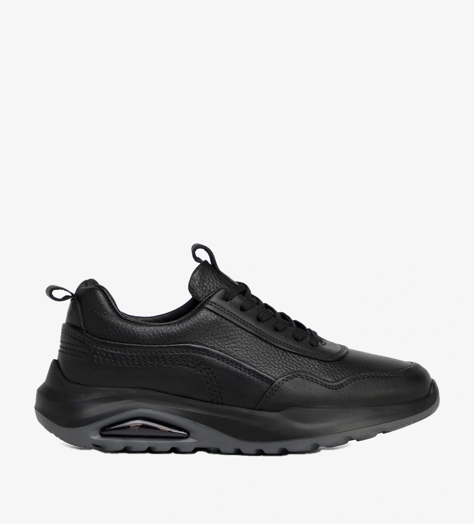 Siyah Hakiki Deri Erkek Sneaker - E26S1AY57903-A23