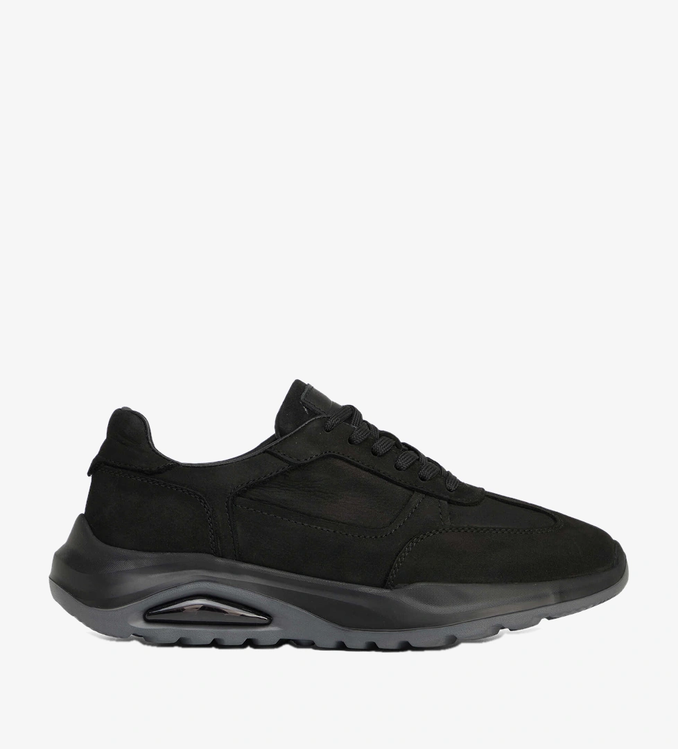 Siyah Hakiki Nubuk Deri Erkek Sneaker - E26S1AY57905-A64